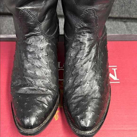 Nocona Black Ostrich Leather Boots 9D Texas Tech College Boots - Picture 3 of 16